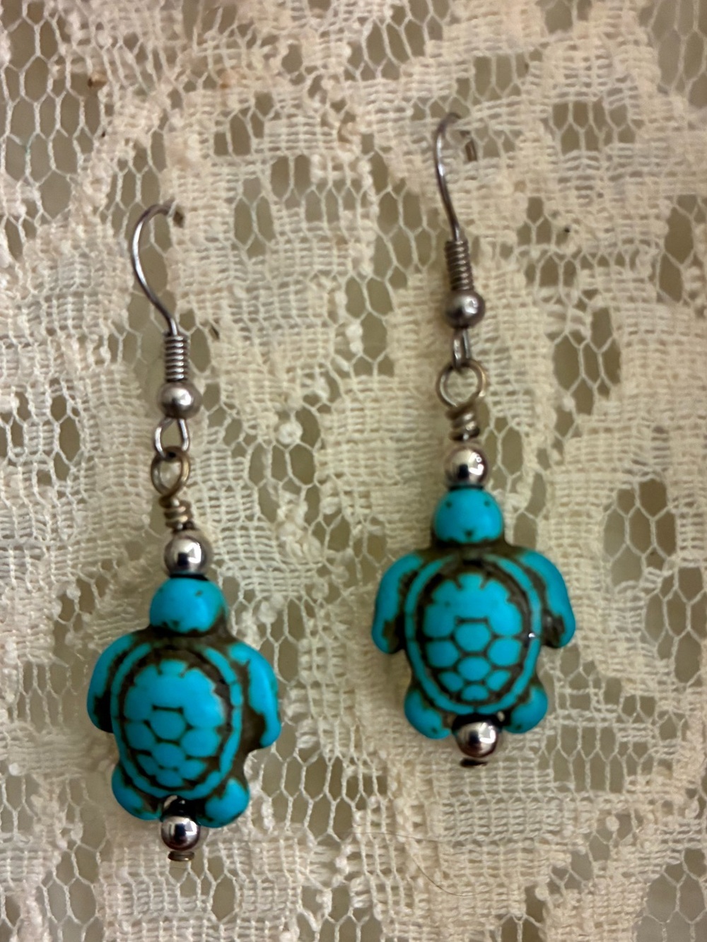 Turquoise Turtle Dangle Earrings